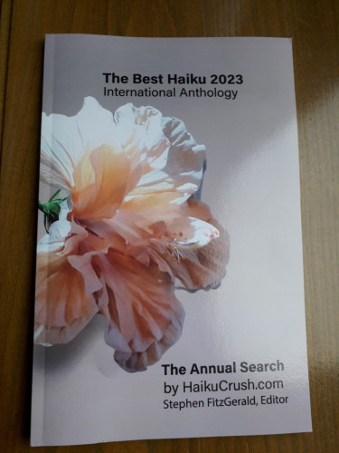 The front cover of the book 'The Best Haiku 2023. International Anthology' , 'The annual search by HaikuCrush.com'.