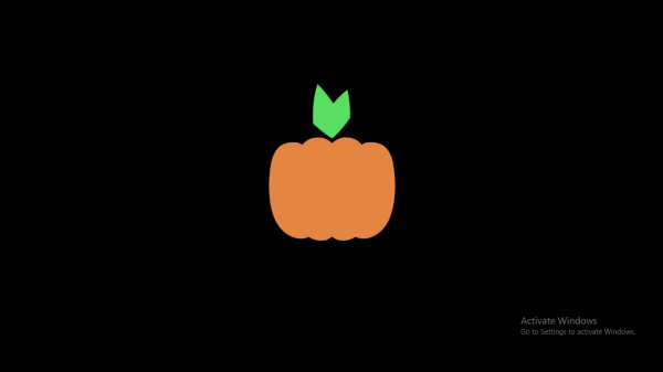 A stylized pumpkin on a black background. It's the company logo, I think.