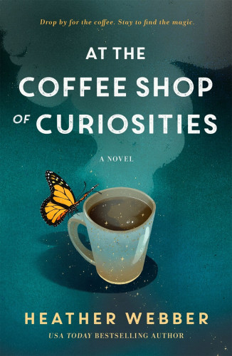 The book cover shows a coffee much with a monarch butterfly perched on the handle
