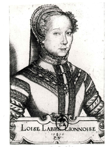 Portrait de Louise Labé par Pierre Woeiriot, 1555 (Paris, Bibliothèque nationale de France). Il s'agit d'une gravure en noir et blanc représentant la poétesse en buste, portant une robe et une coiffe typiques de son époque. Elle est identifiée par un cartouche en bas de la gravure qui donne son nom: "Loise Labbé Lionnoise', avec la date 1555 et les initiales du graveur.