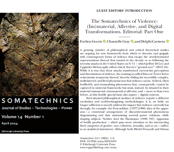 Combined picture of the cover of Somatechnics and the guest editors' introduction