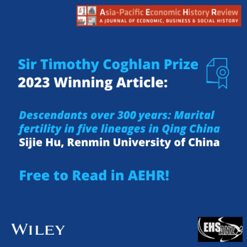announcement of the 2023 winning article by Sijie Hu for the Sir Timothy Coghlan Prize