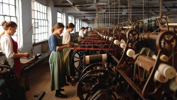 Women working in a 19th century textile factory
#midjourney
