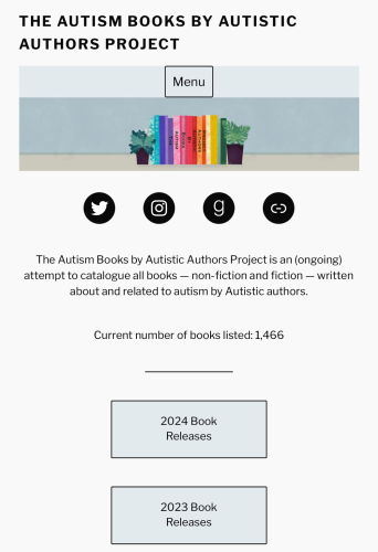 Photo of The Autism Books by Autistic Authors Project main landing page.