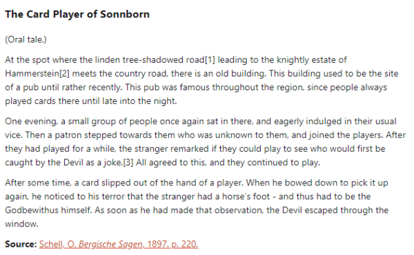 German folk tale "The Card Player of Sonnborn". Drop me a line if you want a machine-readable transcript!